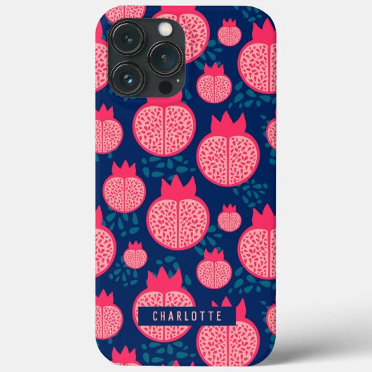 Individuelle Name Modernes Granatapfelmuster Case-Mate iPhone Hülle (Rückseite)