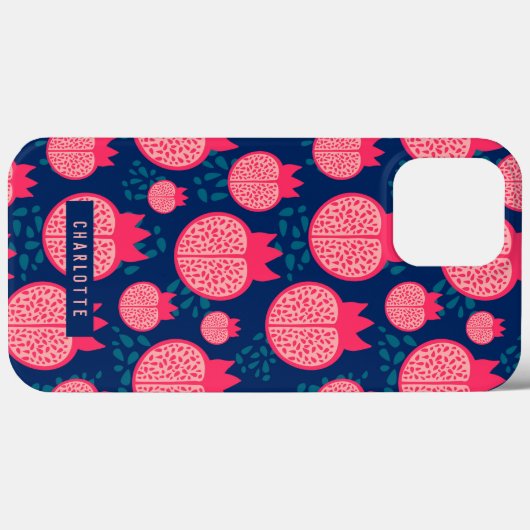 Individuelle Name Modernes Granatapfelmuster Case-Mate iPhone Hülle (Rückseite (Horizontal))