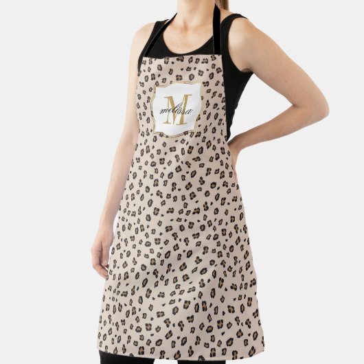 Individuelle Name Monogram Animal Print Script Adu Schürze (InSitu)