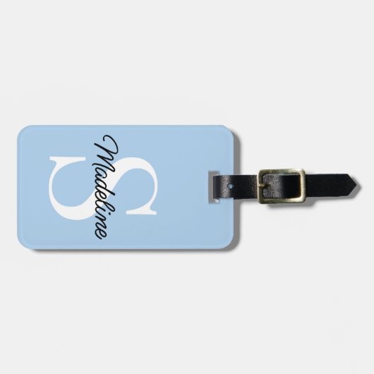 Individuelle Name Monogram auf Hübsche Pastel Skyb Gepäckanhänger (Vorderseite horizontal)