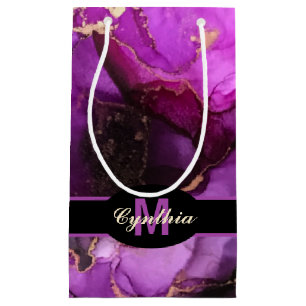 Individuelle Name Monogram Black Lila Einzigartige Kleine Geschenktüte