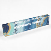 Individuelle Name Monogram Blue Agate Turquoise Go Namensplakette