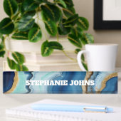 Individuelle Name Monogram Blue Agate Turquoise Go Namensplakette
