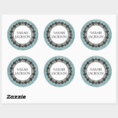 Individuelle Name Monogram Blue Gray Blume Petals Runder Aufkleber (Blatt)