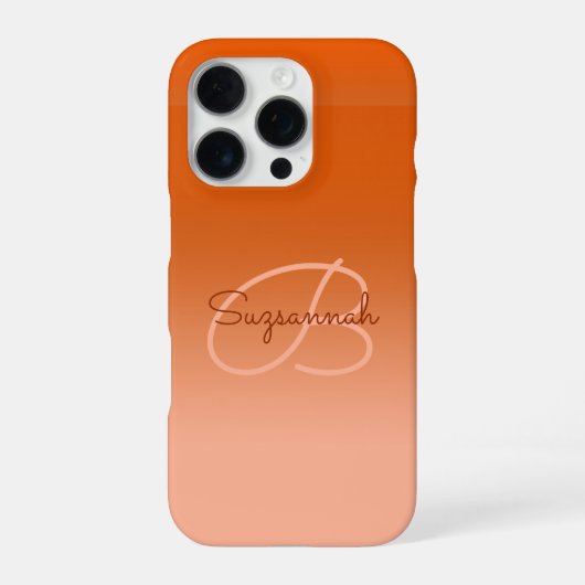 Individuelle Name Monogram Cantaloupe Orange Ombre iPhone Hülle (Rückseite)