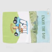 Individuelle Name Monogram Cart Clubs Golfhandtuch (Horizontal)