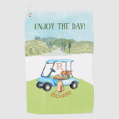 Individuelle Name Monogram Cart Clubs Golfhandtuch (Vorderseite)