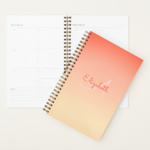 Individuelle Name Monogram Coral Ombre Pastellgelb Planer
