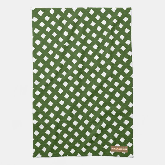 Individuelle Name Monogram Diamonds stylish grün w Geschirrtuch (Vertikal)