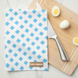 Individuelle Name Monogram Diamonds white blue sty Geschirrtuch