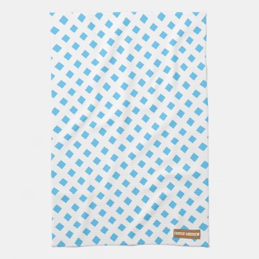 Individuelle Name Monogram Diamonds white blue sty Geschirrtuch (Vertikal)