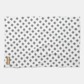 Individuelle Name Monogram Diamonds white gray sty Geschirrtuch (Horizontal)