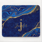 Individuelle Name Monogram Elegangold und Blue Aga Mousepad (Vorne)