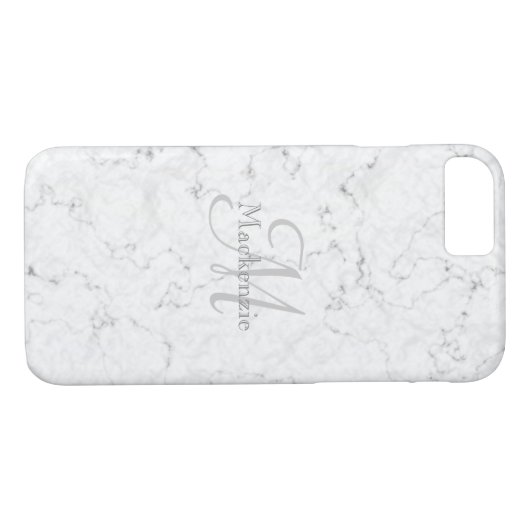 Individuelle Name Monogram Elegant Marmorgrau Case-Mate iPhone Hülle (Rückseite (Horizontal))