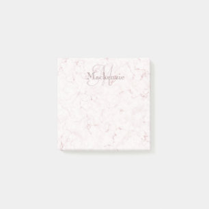 Individuelle Name Monogram Elegante Marmorpflaster Post-it Klebezettel