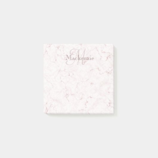 Individuelle Name Monogram Elegante Marmorpflaster Post-it Klebezettel (Vorderseite)