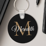 Individuelle Name Monogram Handwriting Script Blac Schlüsselanhänger<br><div class="desc">Erstellen Sie Ihre eigene personalisierte schwarze runde Schlüsselkette mit Ihrem benutzerdefinierten,  handgeschriebenen Skriptnamen und Monogramm.</div>