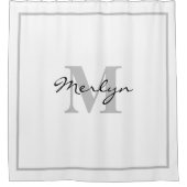 Individuelle Name Monogram, Initial Light Gray Coo Duschvorhang (Vorderseite)