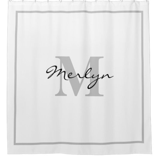 Individuelle Name Monogram, Initial Light Gray Coo Duschvorhang (Vorderseite)