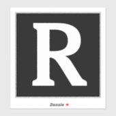 Individuelle Name Monogram Initials Schwarz-weiß Aufkleber (Blatt)