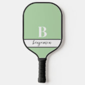 Individuelle Name Monogram Light Green Pickleball Pickleball Schläger (Rückseite)