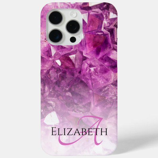 Individuelle Name Monogram Lila Ombre Crystals Case-Mate iPhone Hülle (Rückseite)
