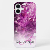 Individuelle Name Monogram Lila Ombre Crystals iPhone Hülle (Rückseite)