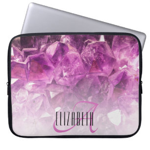 Individuelle Name Monogram Lila Ombre Crystals Laptopschutzhülle
