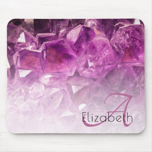 Individuelle Name Monogram Lila Ombre Crystals Mousepad (Vorne)