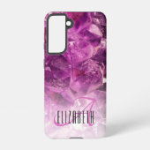 Individuelle Name Monogram Lila Ombre Crystals Samsung Galaxy Hülle (Rückseite)