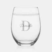 Individuelle Name Monogram Moderne Elegant Griechi Weinglas Ohne Stiel (Vorderseite)