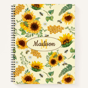 Individuelle Name Monogram Notebook Sonnenblumen H Notizblock