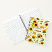 Individuelle Name Monogram Notebook Sonnenblumen H Notizblock (Innenseite)