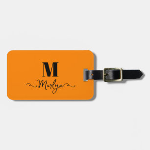 Individuelle Name Monogram Orange Valentine Tagesg Gepäckanhänger