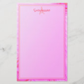 Individuelle Name Monogram Pink Textur Border Briefpapier (Vorderseite)