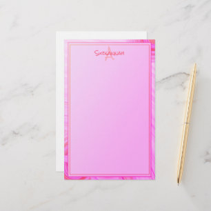 Individuelle Name Monogram Pink Textur Border Briefpapier