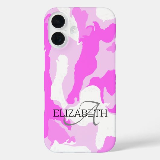 Individuelle Name Monogram Pink White Camouflage M Case-Mate iPhone Hülle (Rückseite)