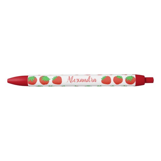 Individuelle Name Monogram Red Strawberry Kugelschreiber (Vorderseite)