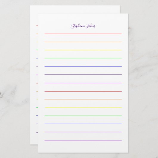 Individuelle Name Monogram Regenbogenfarben farben Briefpapier (Vorne/Hinten)