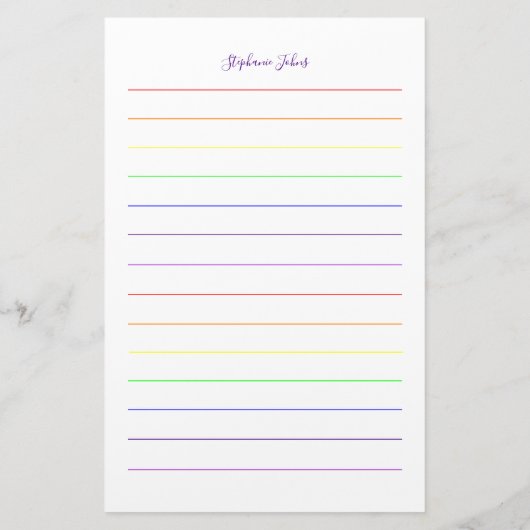 Individuelle Name Monogram Regenbogenfarben farben Briefpapier (Rückseite)