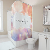 Individuelle Name Monogram Rose Holograph Girly Duschvorhang (Beispiel)