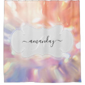 Individuelle Name Monogram Rose Holograph Girly Duschvorhang (Vorderseite)