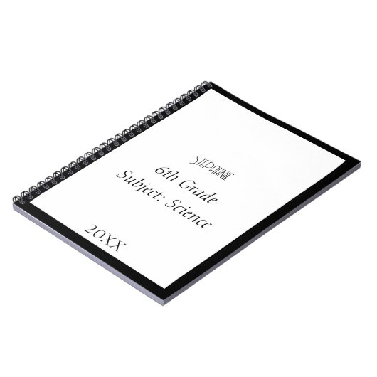 Individuelle Name Monogram Schwarz-weiß Custom Sch Notizblock (Linke Seite)