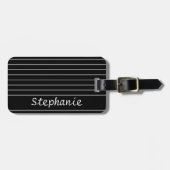 Individuelle Name Monogram Schwarz-weiß Stripes El Gepäckanhänger (Vorderseite horizontal)