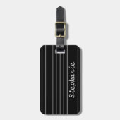 Individuelle Name Monogram Schwarz-weiß Stripes El Gepäckanhänger (Vorderseite vertikal)