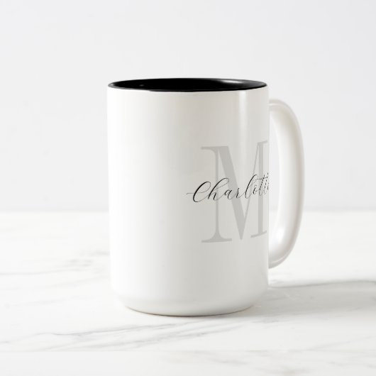 Individuelle Name Monogram Script Zweifarbige Tasse (VorderseiteRechts)