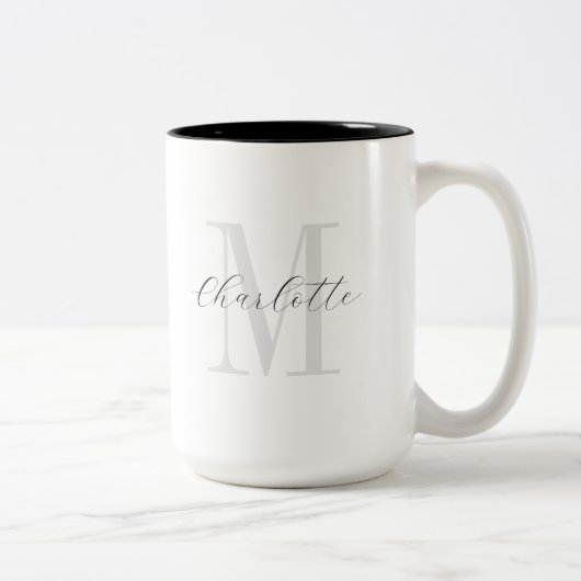 Individuelle Name Monogram Script Zweifarbige Tasse (Rechts)
