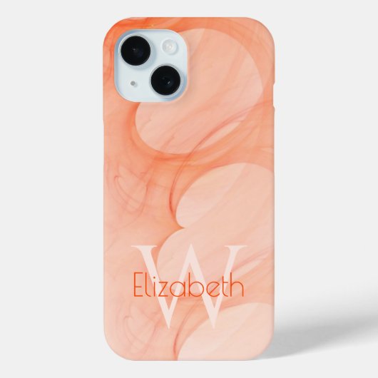 Individuelle Name Monogram Silky Pastel Orange Hea Case-Mate iPhone Hülle (Rückseite)