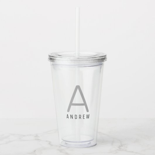 Individuelle Name Monogram Straw Cup Acrylic Tumbl Acryltrinkbecher (Vorderseite)