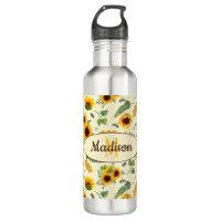 Individuelle Name Monogram Water Flasche Sonnenblu